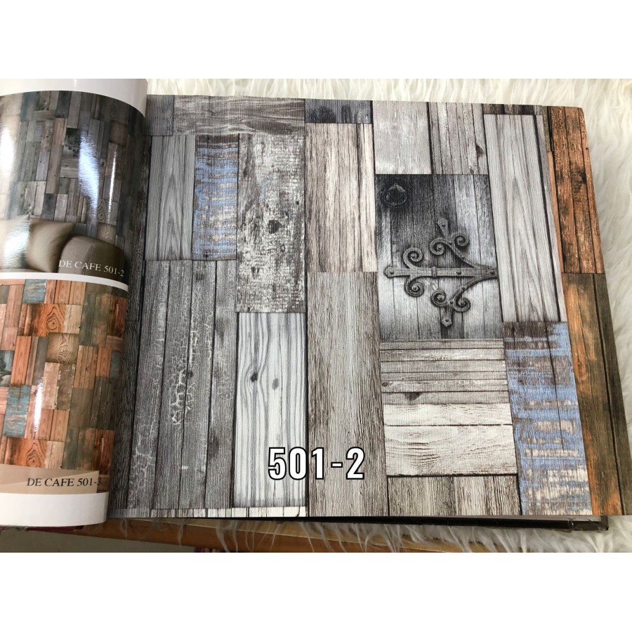 WALLPAPER DINDING MOTIF KAYU VINTAGE 3D