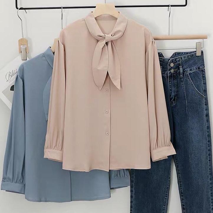 ☎ COD - Osela Top Blouse Kemeja Korean Premium Fashion Baju Atasan Blus Long Shirt Remaja Wanita Mus