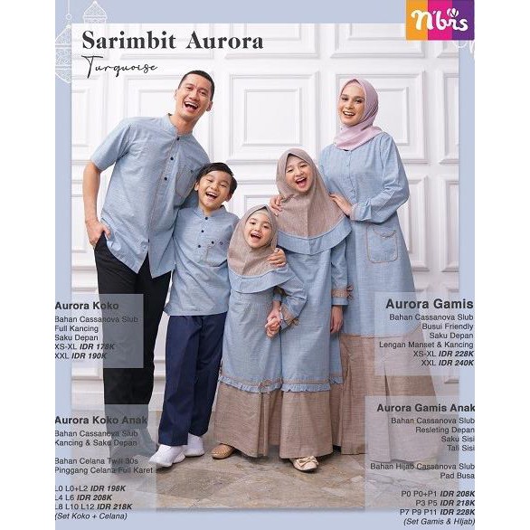 ( BISA COD ) Nibras Family Aurora Turquois Baju Sarimbit Lebaran 2021 Keluarga Ori - Gamis XS-XL
