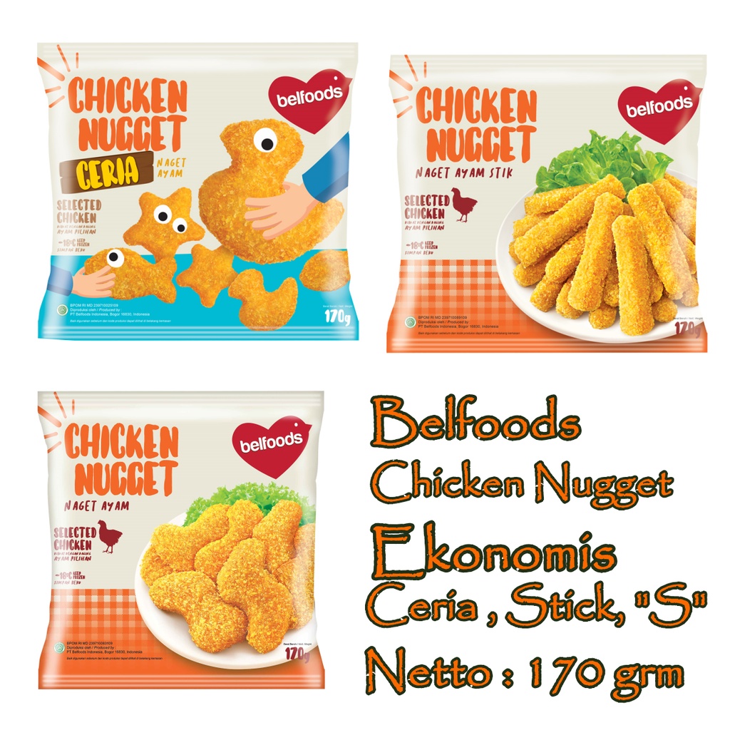 Jual Belfoods Chicken Nugget Ceria 170 Gr Naget Ayam Nugget Stick ...