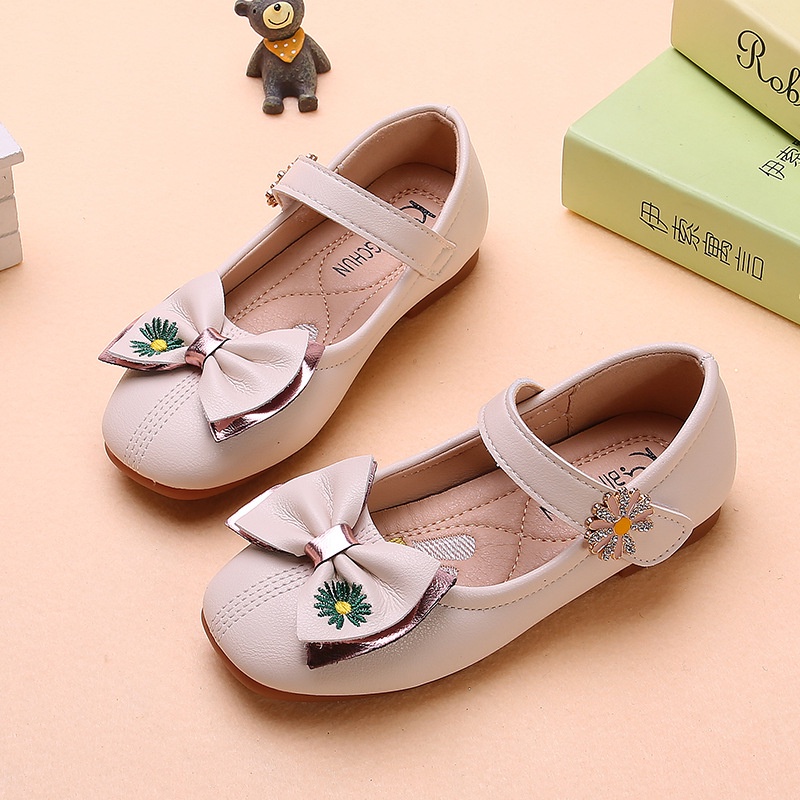 2023 NEW Kulit Sepatu Pesta Anak Mutiara Diamond Sepatu Kupu -kupu Anak Perempuan