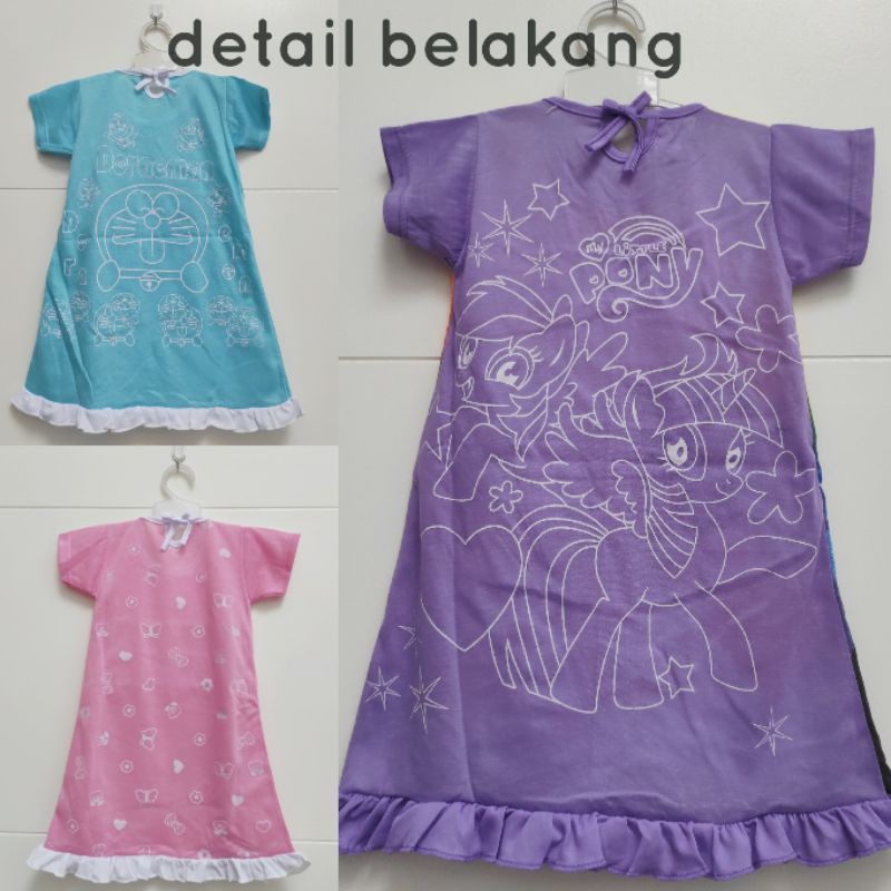 CANDY Daster dress harian rumahan anak perempuan cewek kartun kitty ponny doraemon lol 1 2 3 4 5 6 tahun