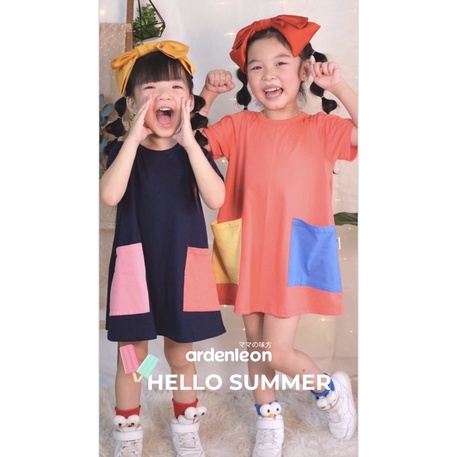 ArdenLeon COLOR BLOCK DRESS 3L4L5L / Arden Leon Terusan Anak Perempuan Size Besar