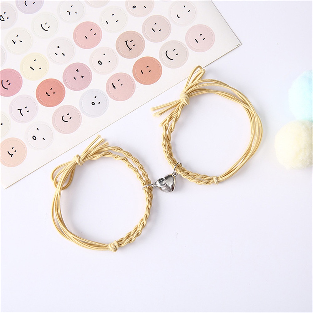 2Pcs Set Gelang Tali Magnet Pria Wanita Teman Pasangan Gadis Hitam Couple