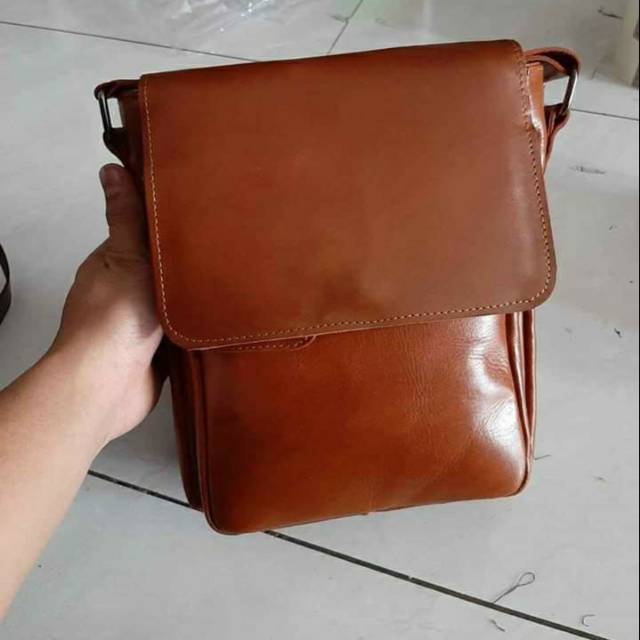 Tas slempang asli kulit pull up tas pria tas laki-laki selempang