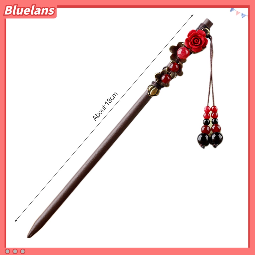 Bluelans Jepit Rambut Model Rumbai Bahan Kayu Gaya China Vintage Untuk Wanita