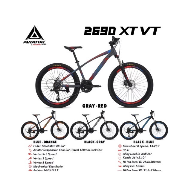 Sepeda Gunung MTB 26 dan 24 Aviator 2690 XT VT