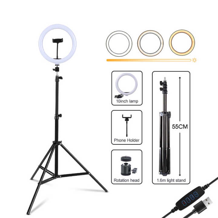 Ring Light Selfie Tripod Streaming Tongsis Vlog Ringlight 26Cm