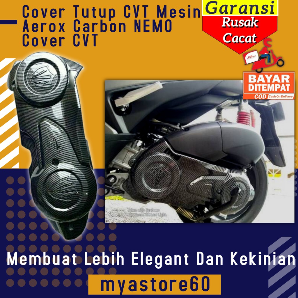 Cover Tutup CVT Mesin Aerox Carbon NEMO Cover CVT Aerox Aksesoris Variasi Sparepart Yamaha Aerox