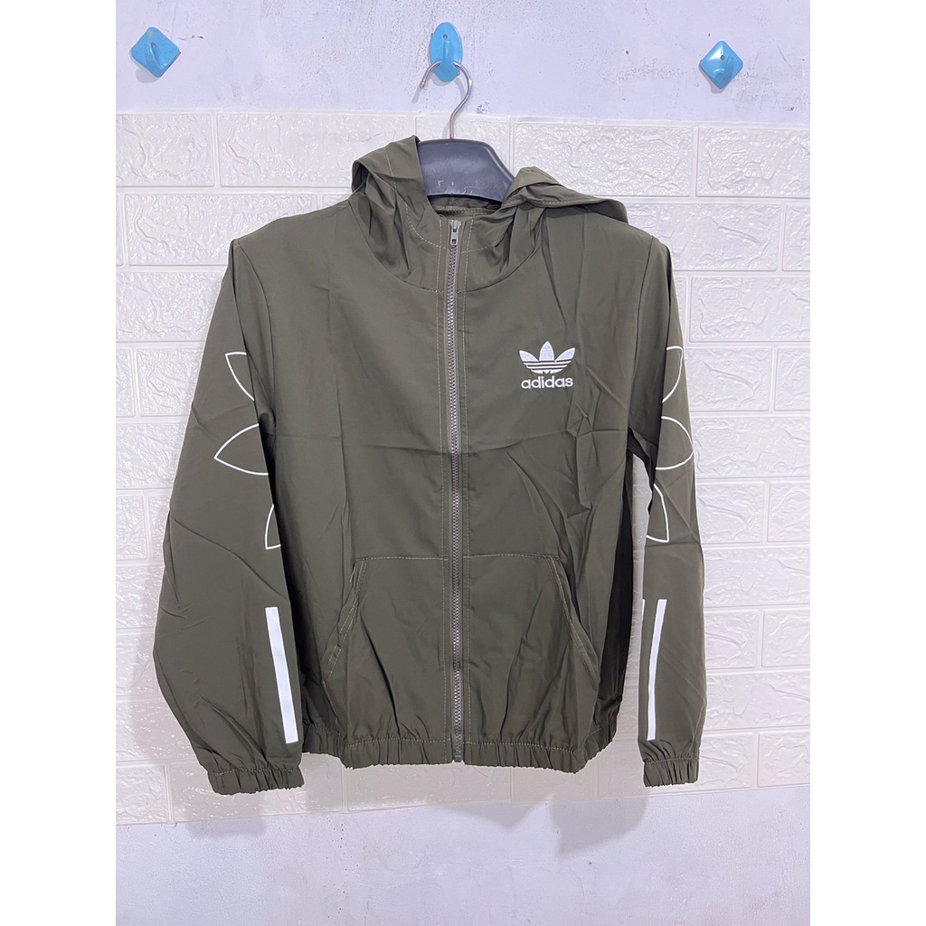 0610-1 Jaket IMPORT Parasut Adidas list tangan jaket olahraga jogging wanita jaket lari sport sauna suit wanita jumbo