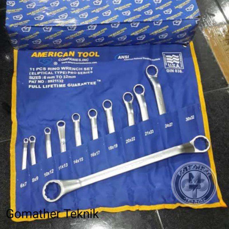 Kunci Ring Set 6 -32 mm 11 pcs American Tools