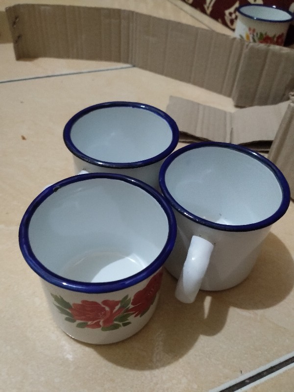 Cangkir Enamel Bunga 7 Cm/cangkir Seng Kaleng Jadul/blirik Blurik/gelas Souvernir *bunga*