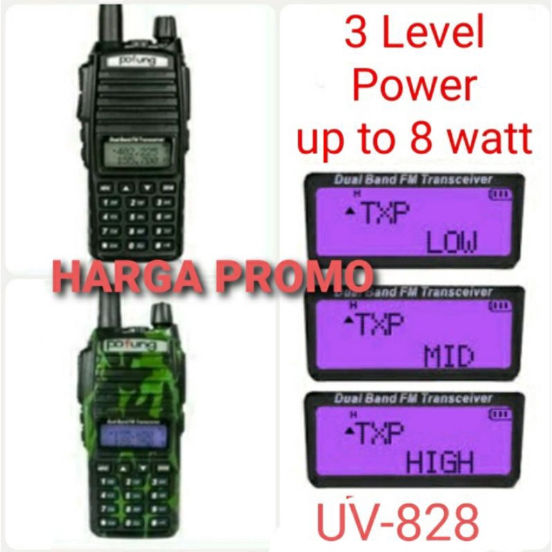 POFUNG UV82 / UV-82 / UV 82 5w &amp; walkie talkie HT upgrade uv828/ Pofung uv 828 up to 8 watt 8w FREE EARPHONE/HEADSET DUAL PTT