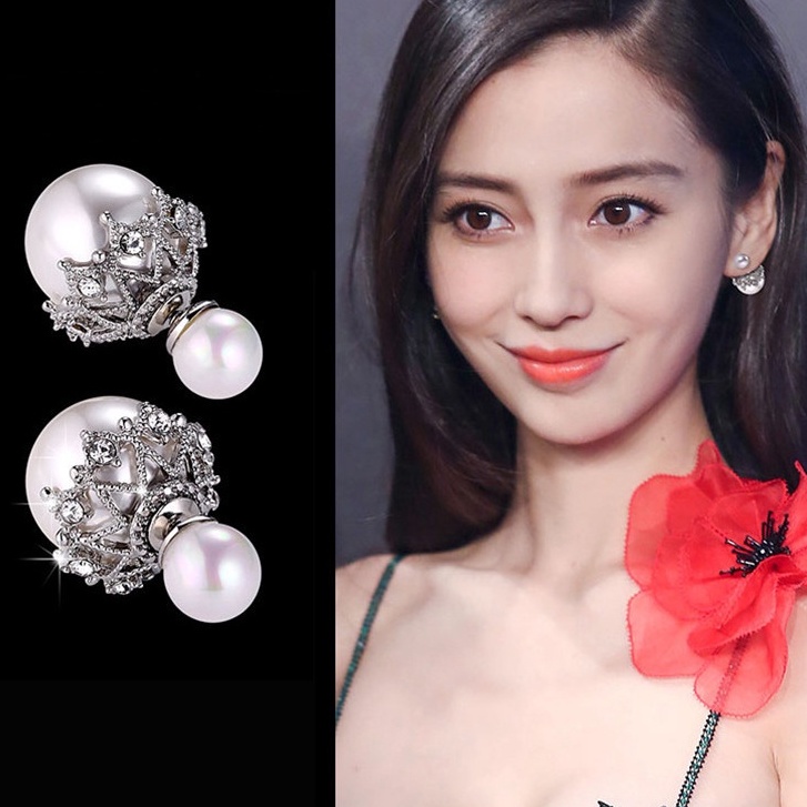 Anting Tusuk Sterling Silver 925 Hias Mutiara + Berlian Imitasi Gaya Korea Untuk Wanita 2021