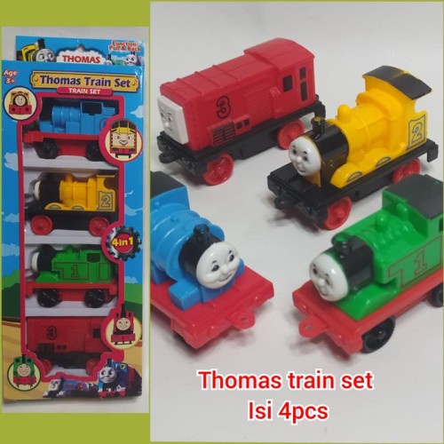 Mainan Thomas Train Set Mini Isi 4 pcs Mekanisme Pullback