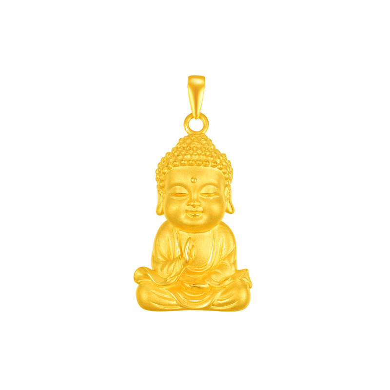 Kalung Rantai Dengan Liontin Buddha Kecil Warna Emas Untuk Wanita 916