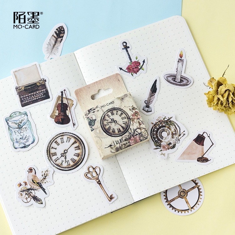 45 pcs Stickers OLD THEME VINTAGE Deco Diary DIY Planner Bujo  Journal-stiker lucu murah aesthetic