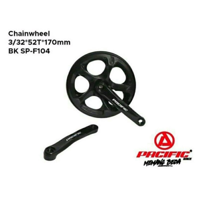 Crank 52t merk pasific sepeda lipat mtb minion