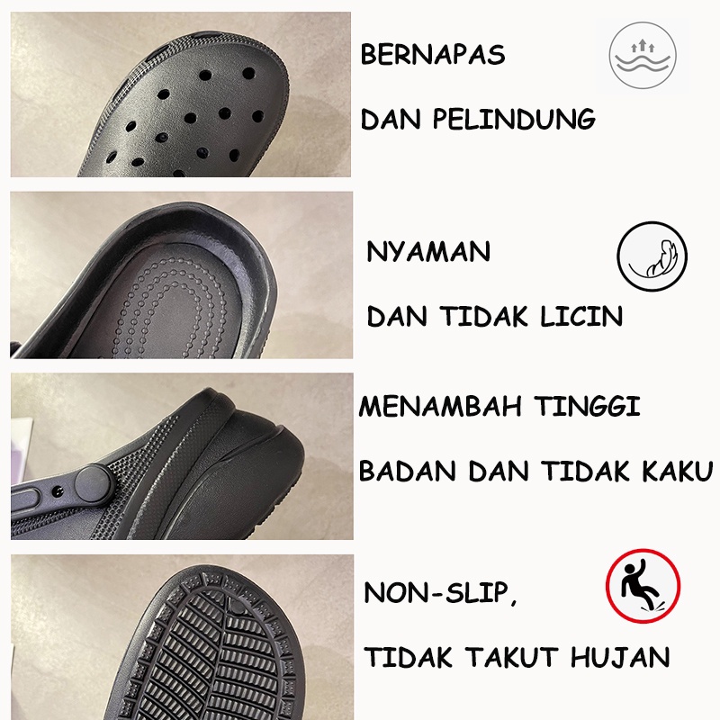 KOMIN-Sandal Kodok Wanita Sandal Baim Sandal Wedges Kekinian Import JIBBITZ  Anti Slip Sandal Karet Spons Eva Classic Bae Clog Sandal Slop Wanita