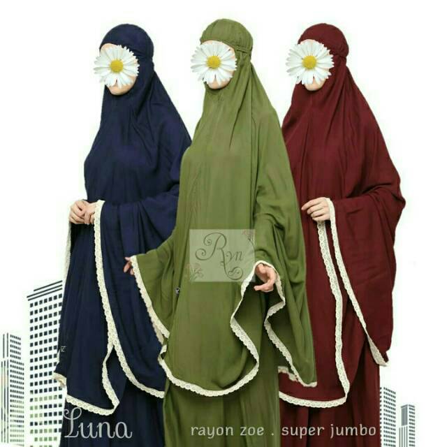Rhayanh Mukena Polos Renda Rajut Rayon Zoe Adem