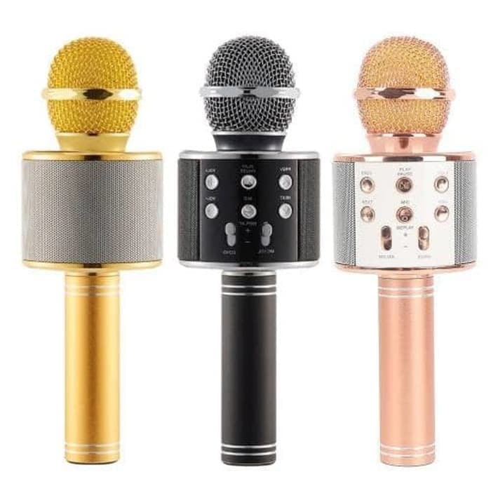 MIC WiRELESS BLUETOOTH WS858 KARAOKE MICROPHONE SPEAKER PRAKTIS GROSIR WS-858