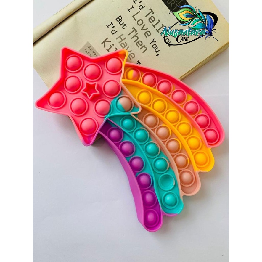 pop it fidget push bubble toys gelembung 3d rainbow pelangi karakter mainan anak NC7433-BINTANG JATUH