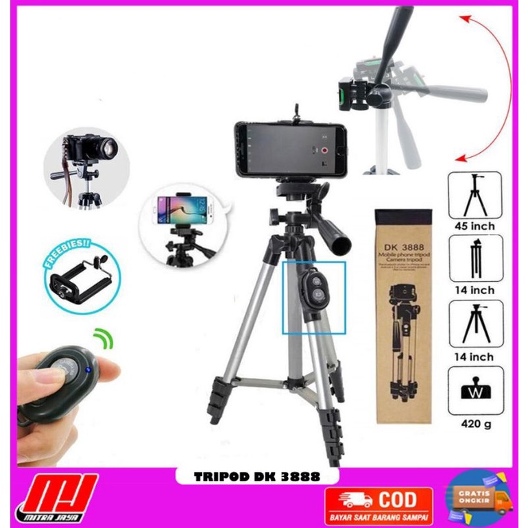 Tripod Camera Video 1.1M Selfie Remote E-Bear EVO-3888