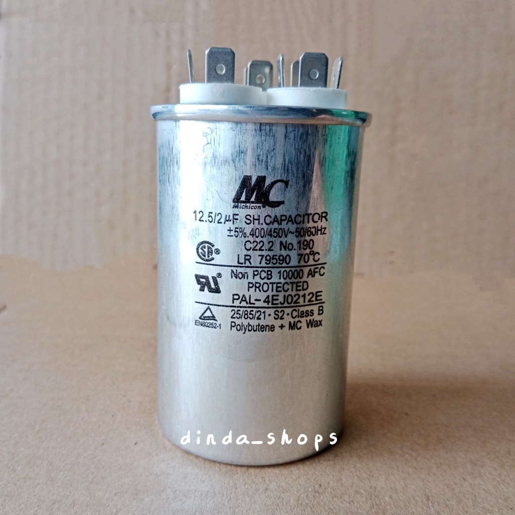 KAPASITOR AC / CAPACITOR AC MERK MC LG 3 KAKI 12,5/2 uF (12,5/2 MIKRO)