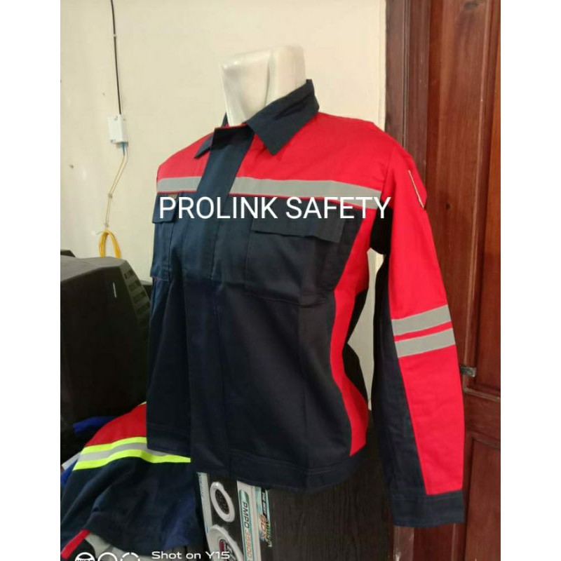 SERAGAM SAFETY FREE LOGO K3 BENDERA MERAH DONGKER RESLETING DRILL LEMBUT