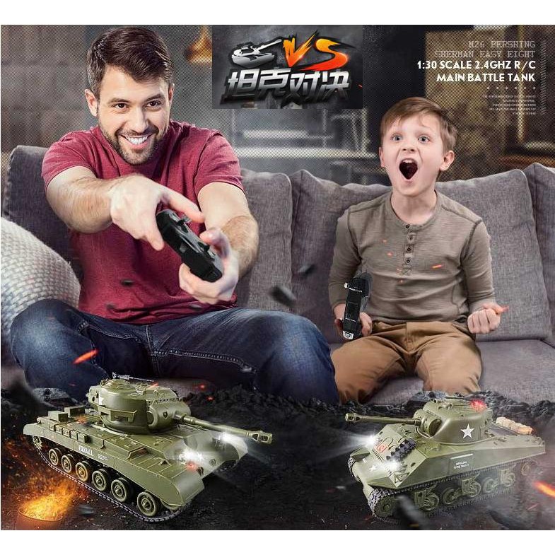 TANK RC US SHERMAN M4A3 - PERSHING M26 BATTLE VS TANK