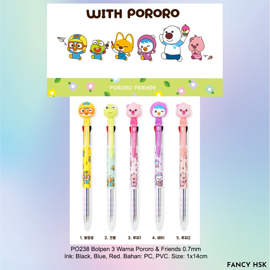 

ORI KOREA BOLPEN 3 WARNA PORORO AND FRIENDS PO238