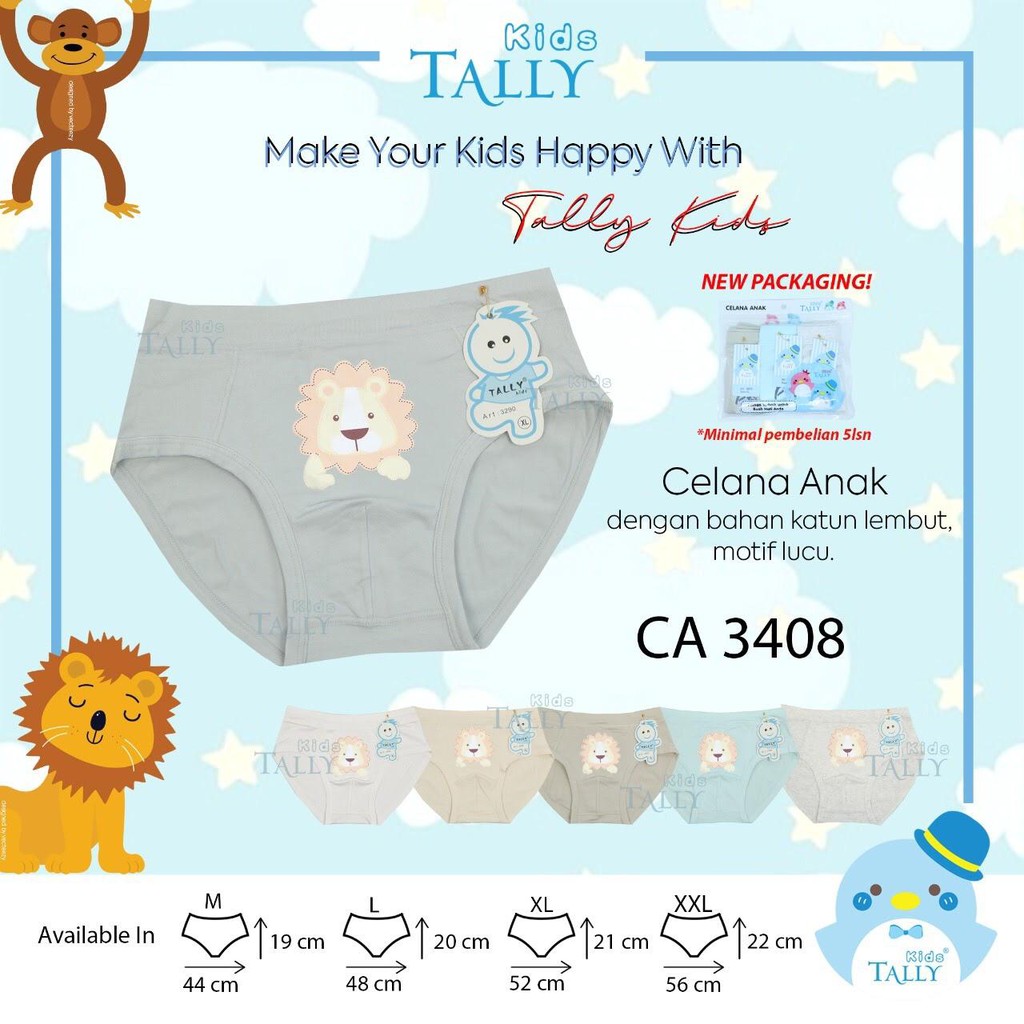 TALLY KIDS BOY 3408 | CD CELANA DALAM ANAK COWOK LAKI-LAKI SEGITIGA | BAHAN KATUN I SIZE M - XXL