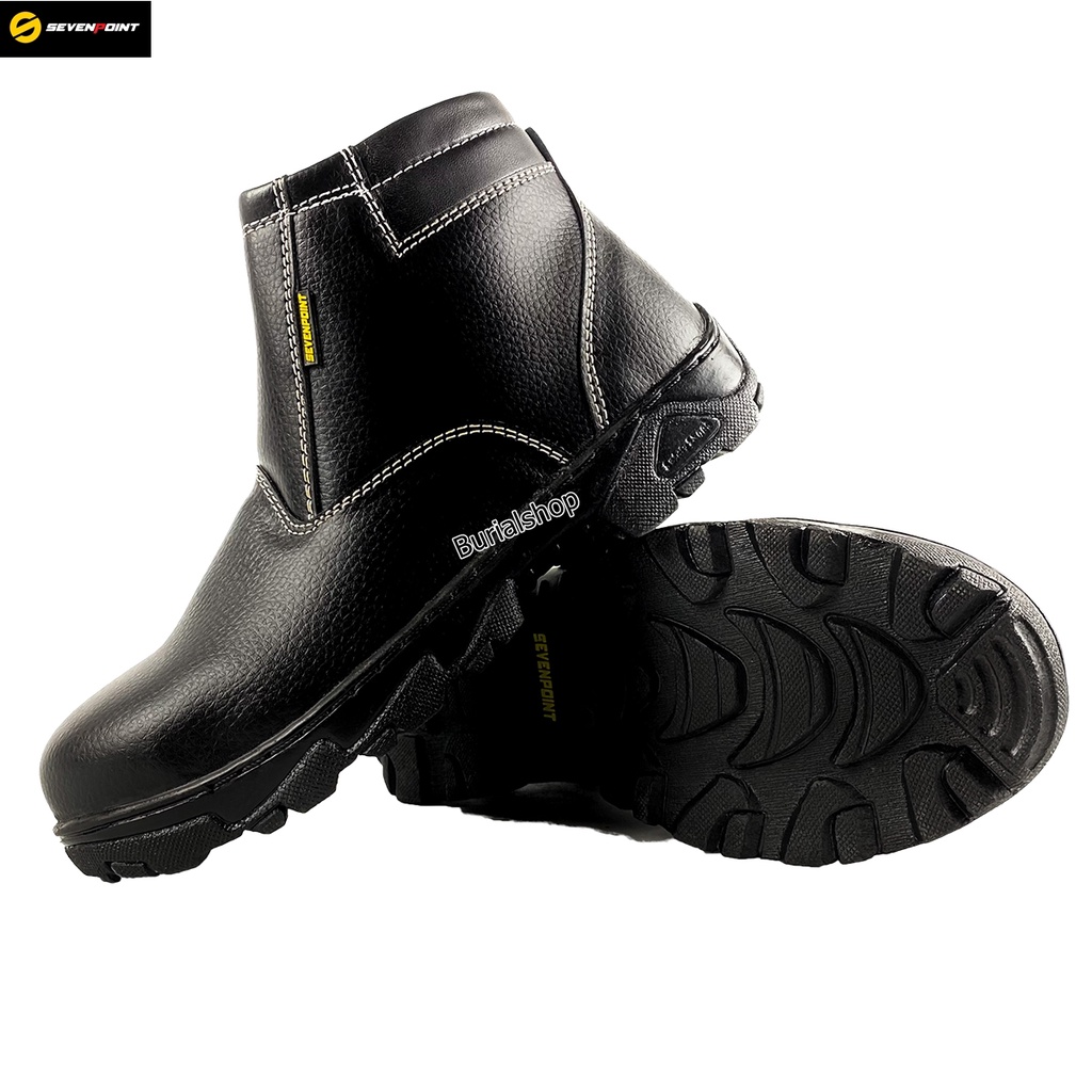 Sepatu Safety Boots Slop Original Ujung Besi Septy Slip On Boot Kerja Lapangan Proyek Spatu Septi BS