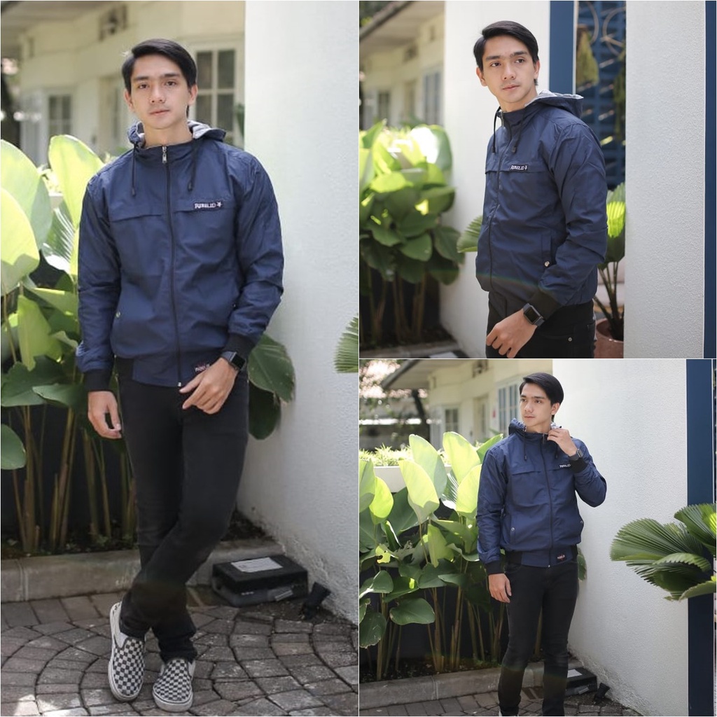 Jaket disro bandung taslan hoodie simple plus zipper original rebel id