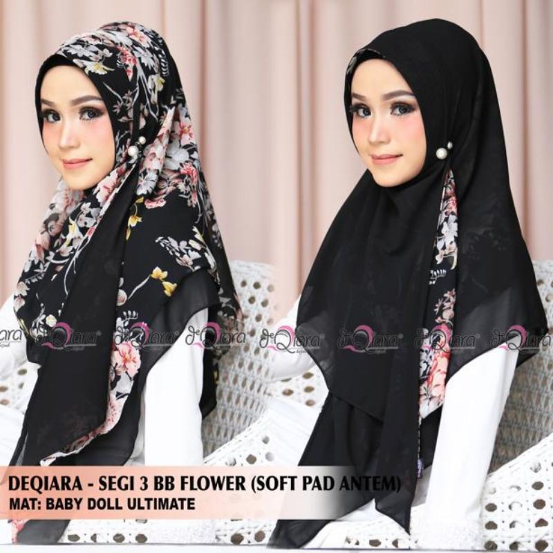 Jilbab Instan Segitiga Bobal Flower Ori Deqiara Hijab