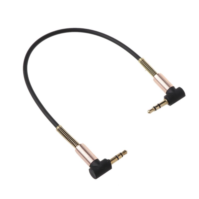 Cre Kabel Jack Aux 3.5mm Male Ke Male 90 Derajat Bahan Nilon Panjang 24cm Untuk Mobil