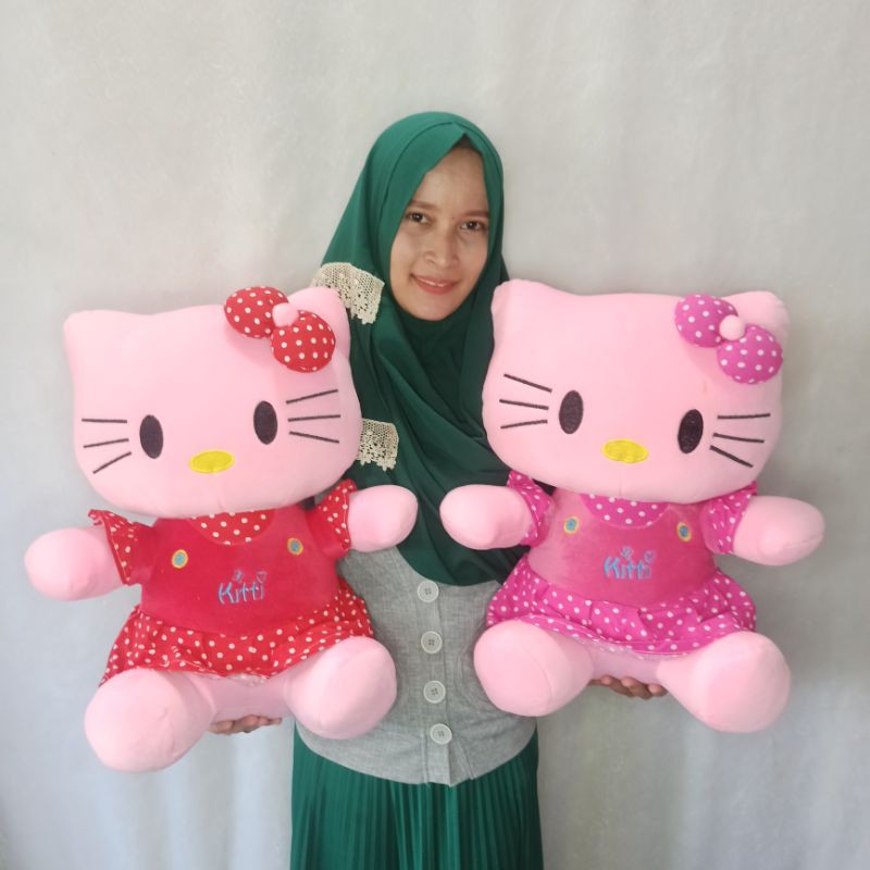 Boneka hello Kitty polkadot XL polos murah 50CM