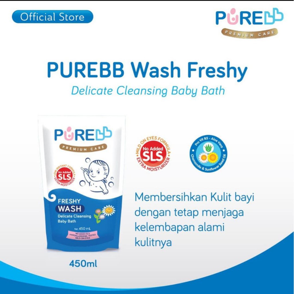 PURE BABY WASH FRESHY FRUITY 230ML 450ML BOTOL PUMP REFILL SABUN BAYI