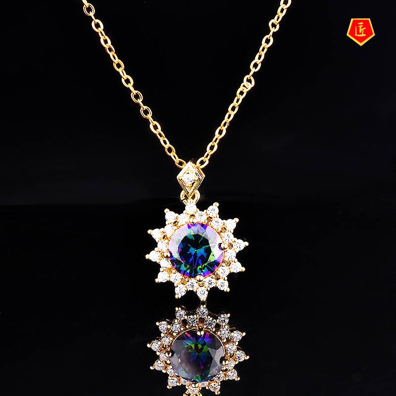 [Ready Stock]18K Gold Open Ring Snowflake Ear Stud Necklace Set