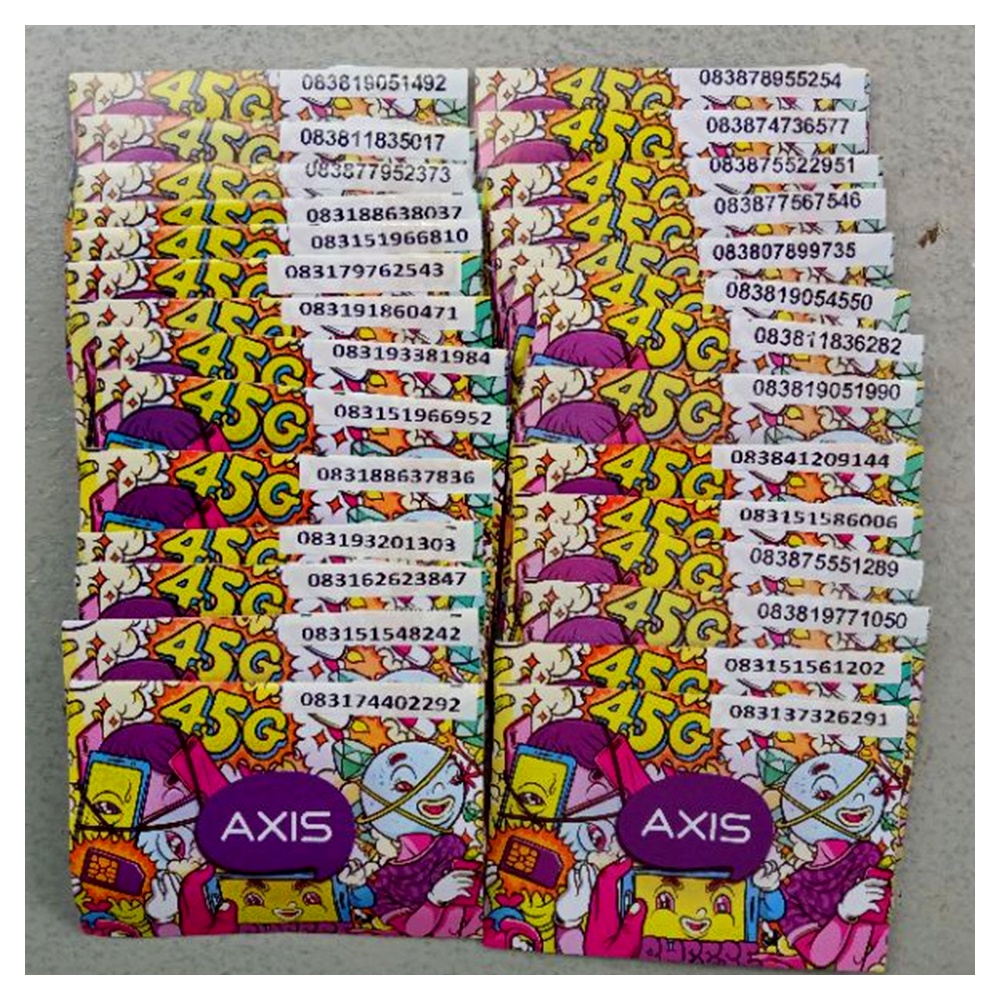 Kartu Perdana siap pakai sudah registrasi dan no Axis acak stok melimpah