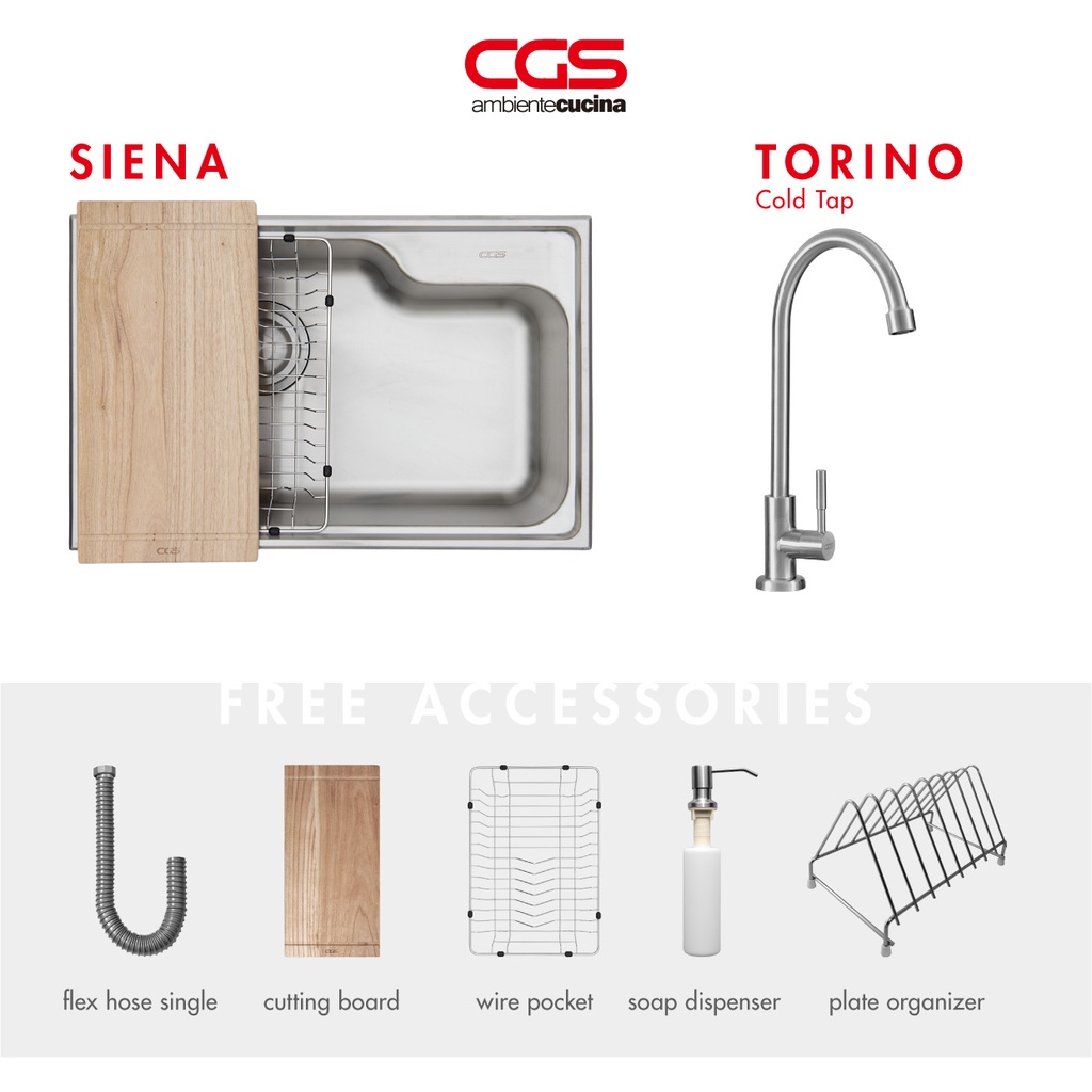 Paket Promo: CGS Siena Kitchen Sink + Kran Air CGS Torino