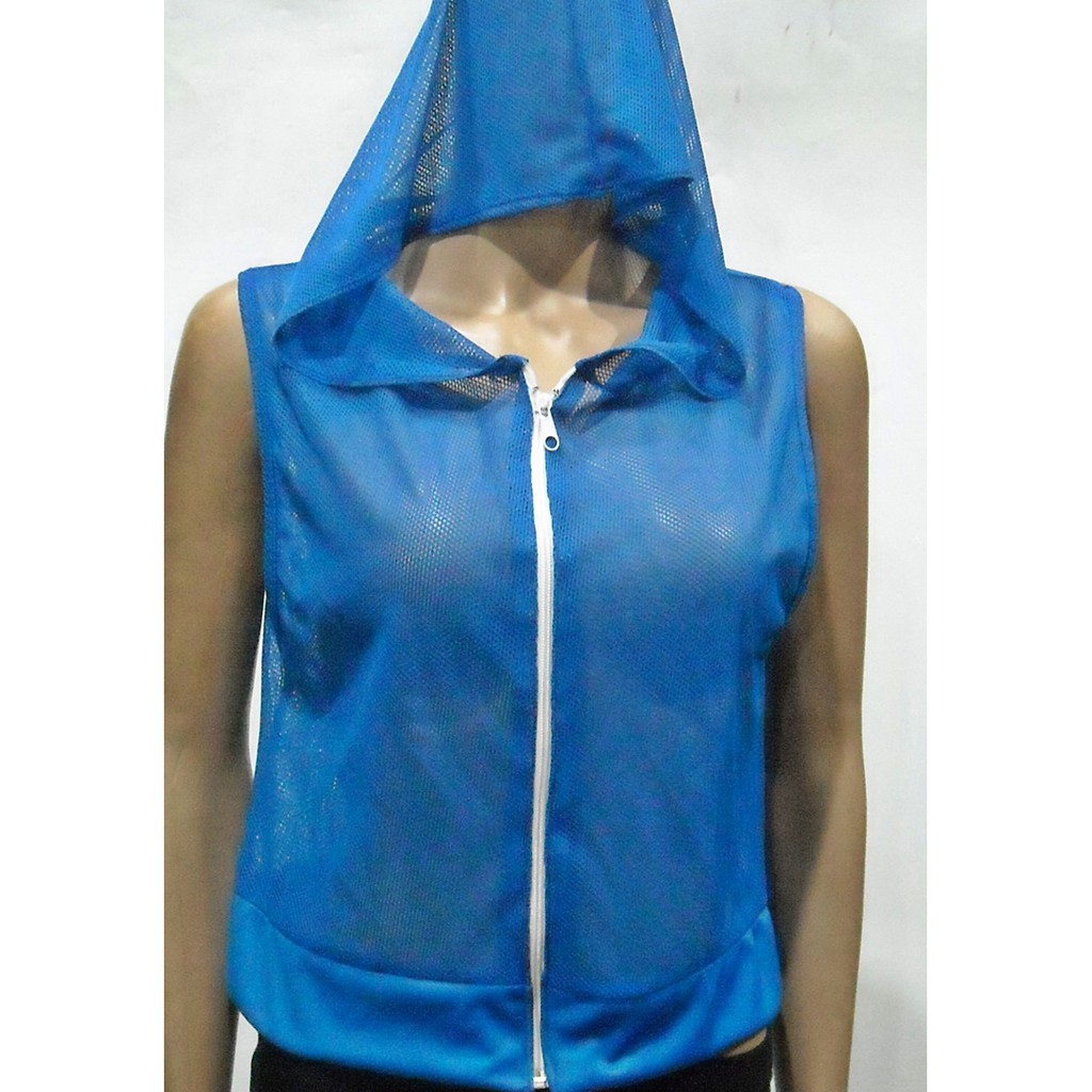 Baju senam bahan jala zumba Yoga Aerobik model Hoodie Crop Top