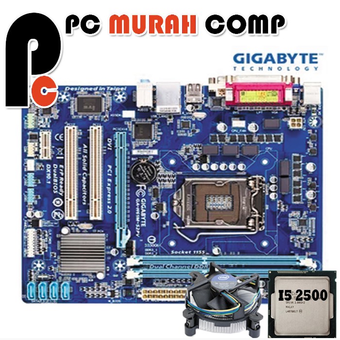 Motherboard H61 LGA 1155 GIGABYTE Dengan Procesor i5 2500 Plus fan