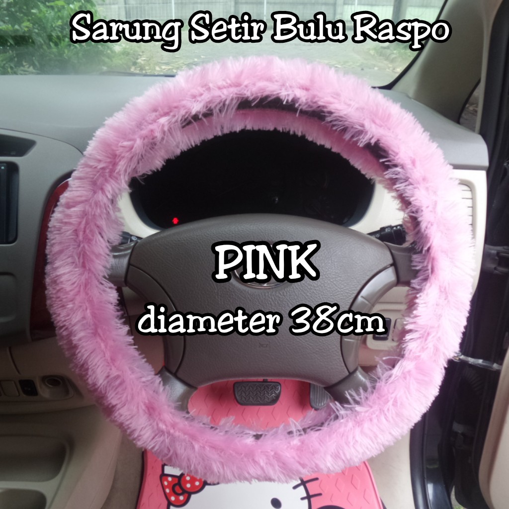 Cover Setir - Sarung setir mobil Motif Bulu Raspo Pink