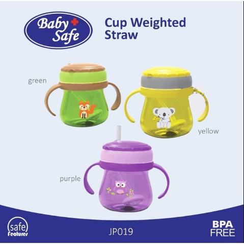 Baby Safe Botol Minum Anak Sedotan Dengan Pemberat Weighted Straw Training Cup 250 ml JP019