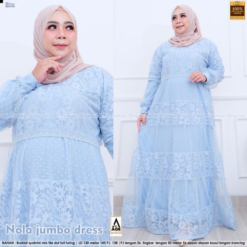 Baju Dres Dress Drees Gamis Jumbo Fashion Wanita Cewek Muslimah Muslim Pakaian Lebaran Mewah Original Ori Branded