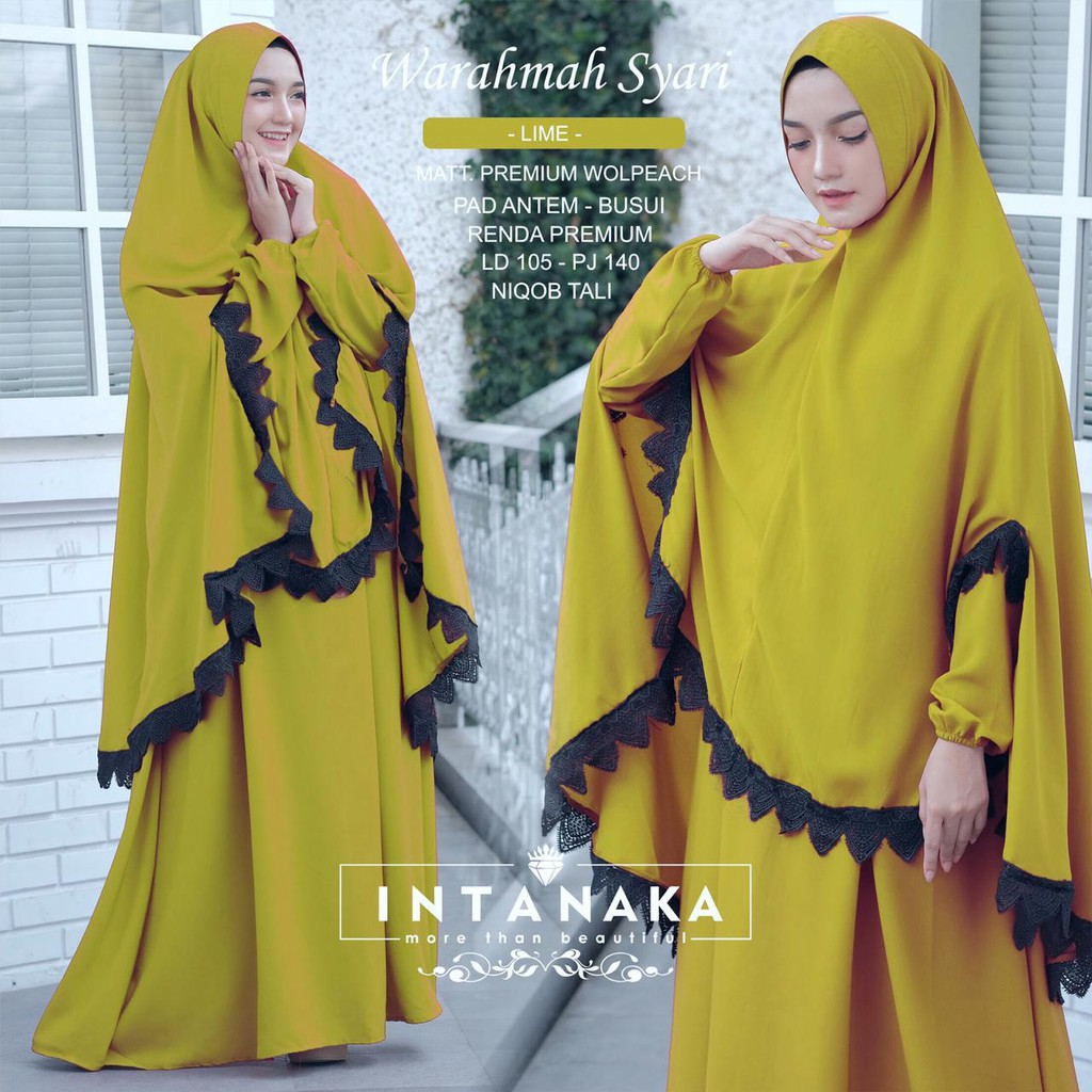 Warahmah Syari Set Gamis Muslimah Free Khimar Niqob by Intanaka BTC