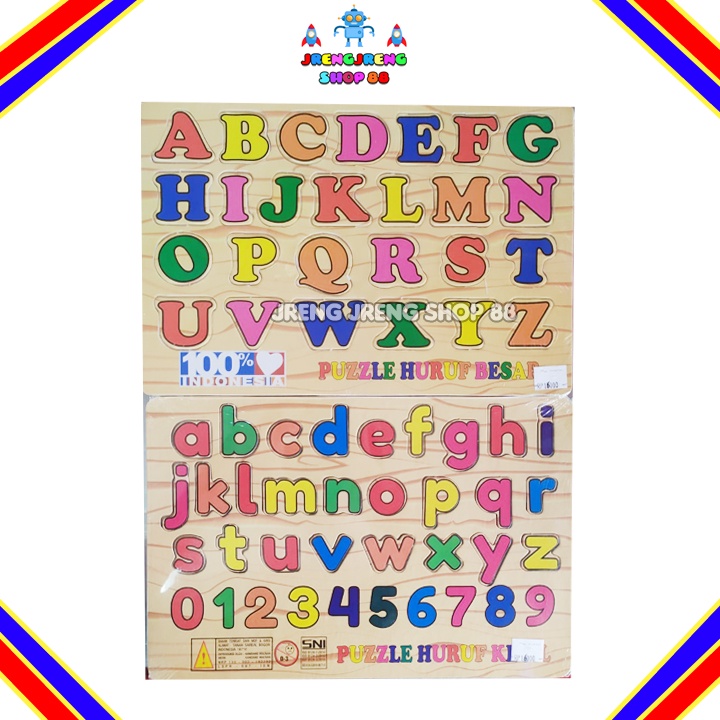 Puzzle Kayu Anak Mainan Edukasi Abjad Huruf Angka