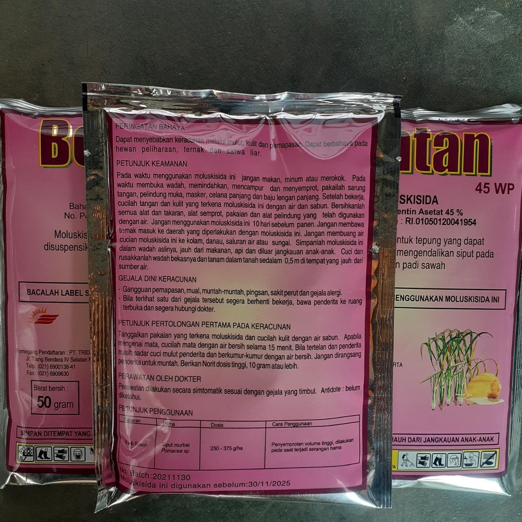 Bentan 45WP 50 Gram Moluksida Racun Siput Keong