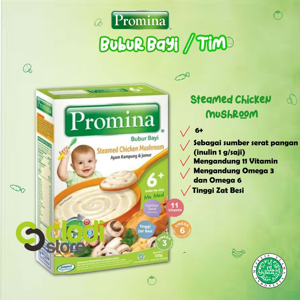 Promina Bubur Bayi 6+ 120gr-SteamChickenMushrom